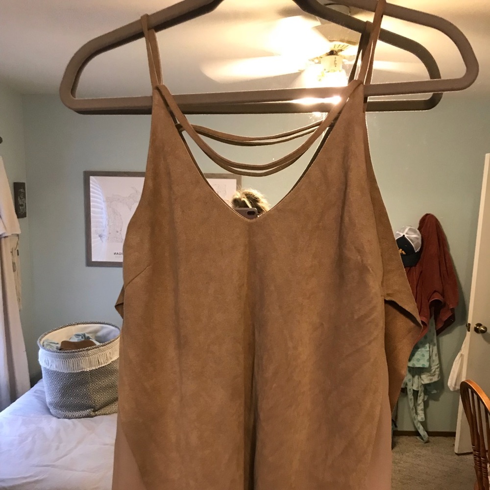 Suede spaghetti strap